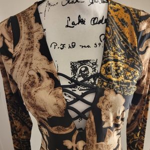 Classic Print V-neck Dress